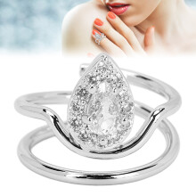 Rhinestone Nagelring für Frauen und Mädchen - Sicher verzinkt Kupfer, 1,5  1,3 cm Platin