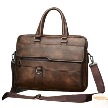 Leather Briefcase for Men 14 Inch Laptop Bag Business Office Tote Shoulder Bag A4 File Compatible Coffee Color