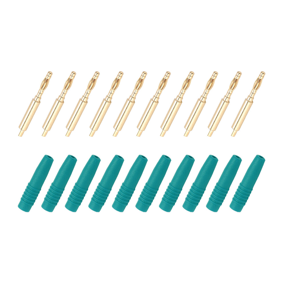 Gold 10Pcs Banana Plugs 2Mm Male Connectors Insulated Metal For Testing Green 6941376549004