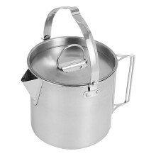 Stainless Steel Camping Kettle For Hiking, Fast Boil, Compact Pot With Handle And Lid Campfire Compatible