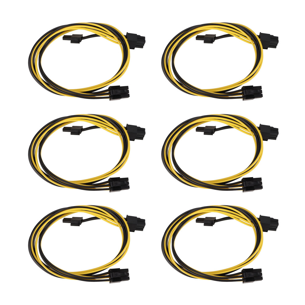 6Pcs Gpu Power Cables 6Pin To 8Pin Male Adapter 18Awg Black/Yellow 7621376550475