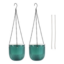 2-Pack Zelfbewaterende Plantenbakken Binnen Hangende Bloempotten, 6,5 Inch Buiten Hangende Plantenpotmand (Smaragdgroen)
