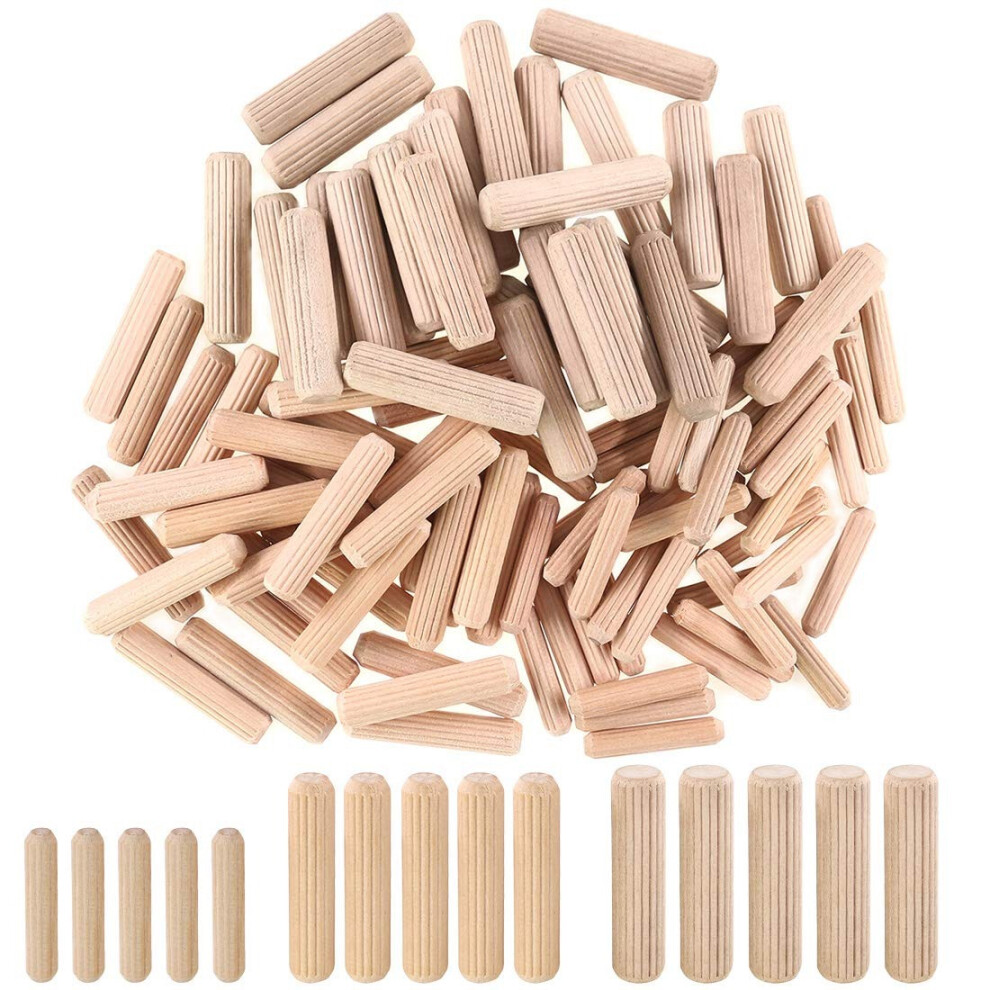 400Pcs Wooden Dowels Assorted, 6Mm 8Mm 10Mm Wood Plugs Dowel Rods, Woodwork Pins Tapered For Grooved Fluted, Carpentry 6031939116146