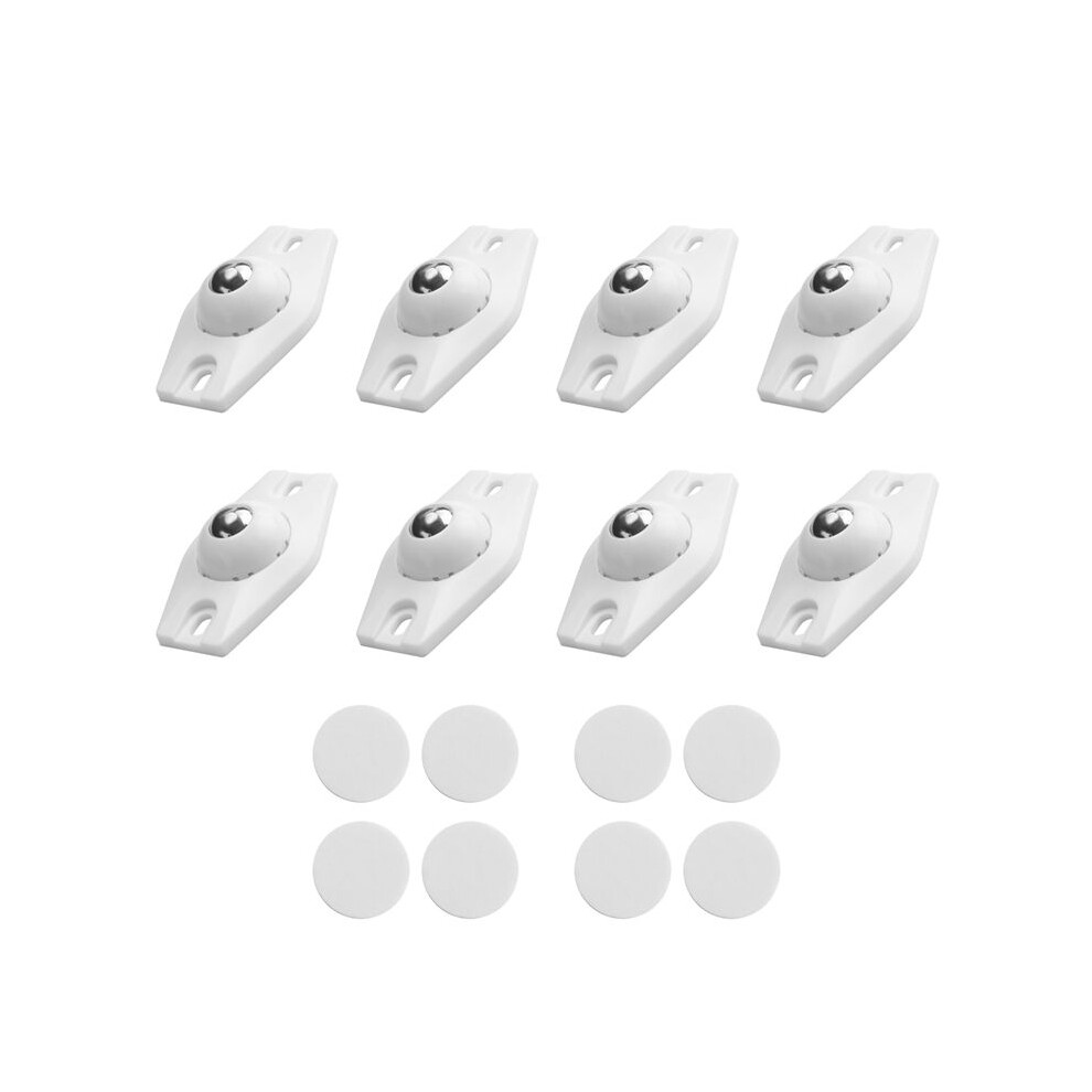 8 Pieces Self Adhesive Caster Wheels Swivel Wheels 360 Degree Rotation Sticky Pulley With Bearings (White) 6032113652689