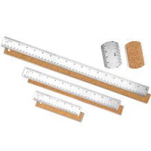 Metal Ruler 3 Pieces Stainless Steel Ruler with Cork Backing Non Slip Straight Metal Ruler for Office School Work