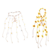 2Pcs Flower Hippie Headband Floral Crown Summer Sunflower Hair Accessories for 70 S Bohemian Costumes Style