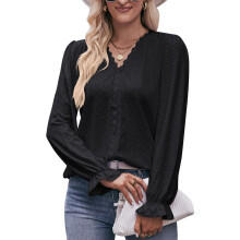 Puff Sleeve Tops For Women, Long Sleeve Shirts Casual Loose Fit Flared Cuffs Eyelet Design Lightweight Fabric Trendy Fall Outfits Clothes