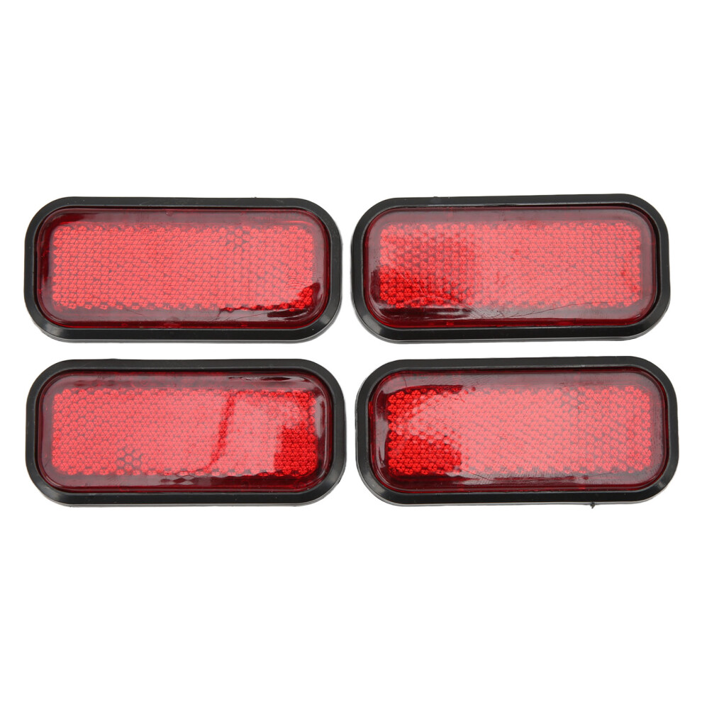 4Pcs Rectangular Abs Reflective Safety Stickers For Car And Motorcycle Red 3511376554242