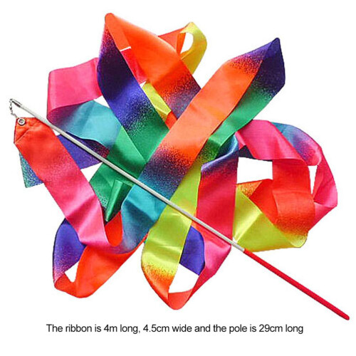 4m Silk Bands with 48cm Handle for Rhythmic Artistic Dance Performances