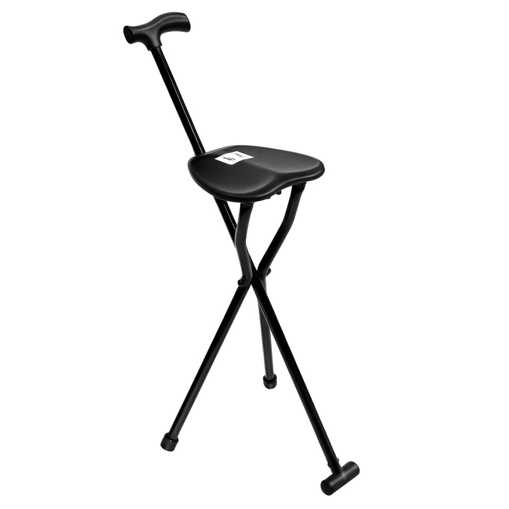 Folding Cane with Seat for Seniors, Adjustable Walking Stick Chair with Stable Triangular Base and AntiSlip Feet