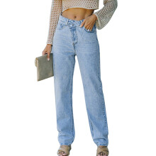 Pantalones vaqueros de talle alto para mujer, vaqueros elásticos con control de abdomen, diseño de pierna recta, pantalones vaqueros de talle alto