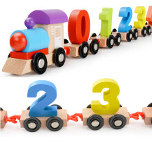Montessori Learning Toys for Children, Wooden Train Set with Magnetic Number Cars, Enhances Hand-Eye Coordination and Problem-Solving, Safe And High