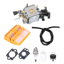 Carburador de substituição para motosserra Husqvarna, incluindo filtro de combustível e bulbo de escorva. Fabricado em alumínio fundido de alta