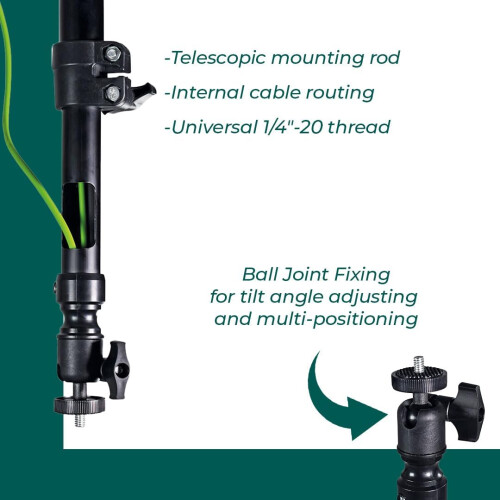 Universal Mini Projector Mount, Ceiling/Wall, 350500mm Drop, 1/420 Thread, Cable Management, Black Metal Bracket 1