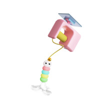Safe ABS Cats Teaser Toy With Bells Feathered Hanging-Pink