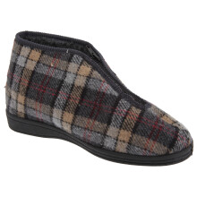 (7 UK, Grey) Sleepers Mens Jed II Thermal Zip Check Bootee Slippers