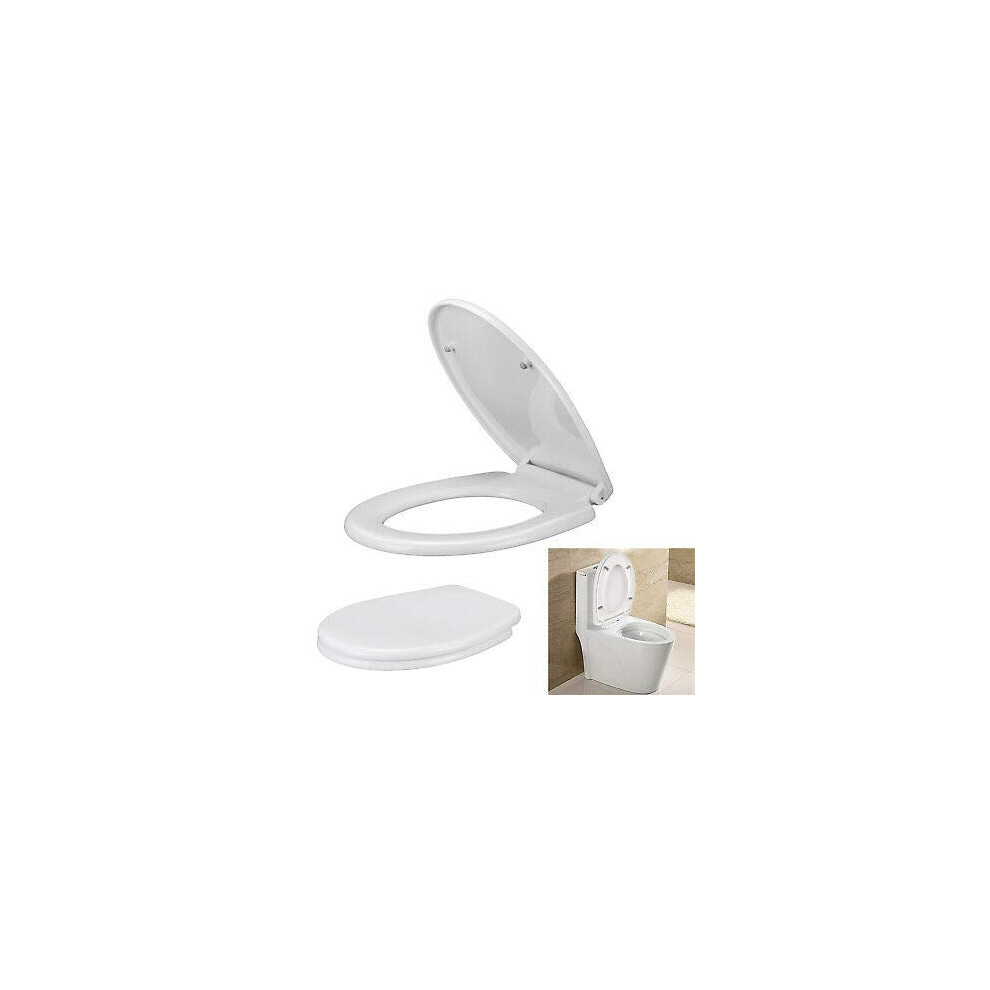 White Heavy Duty Oval Shape Toilet Seat Soft Close 1 Piece Fits Most Standard Oval Toilets 9347817676563