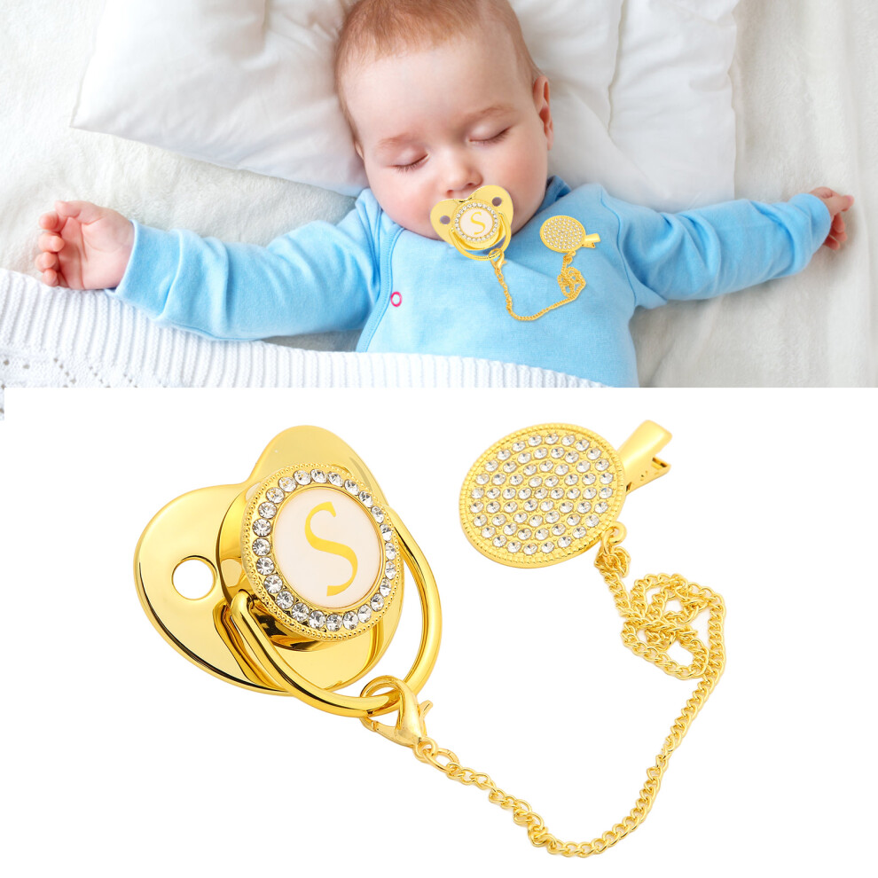 Baby Pacifier with Clips, Curved Design Pacifier with Personalized Initials, Ergonomic Design Soft and Lightweight Silicone Pacifier for 6 to 18