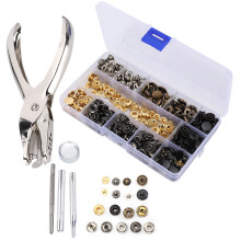 Snap Fastener Kit, Snap Fastener Kit Press Studs Metal Snaps Buttons with Fixing Tools for Clothing Leather Jacket Jeans Wear Bags Bracelet, Includes