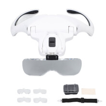 Headset-Vergrößerungsbrille mit austauschbaren Linsen, hochtransparenten optischen Acryllinsen für Wimpernverlängerungen, verstellbarem Kopfband