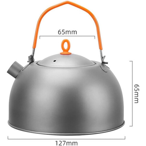 Titanium Tea Kettle With Folding Handle, 400ml, Portable Camping Travel Kettle for Outdoors, SpaceSaving 2