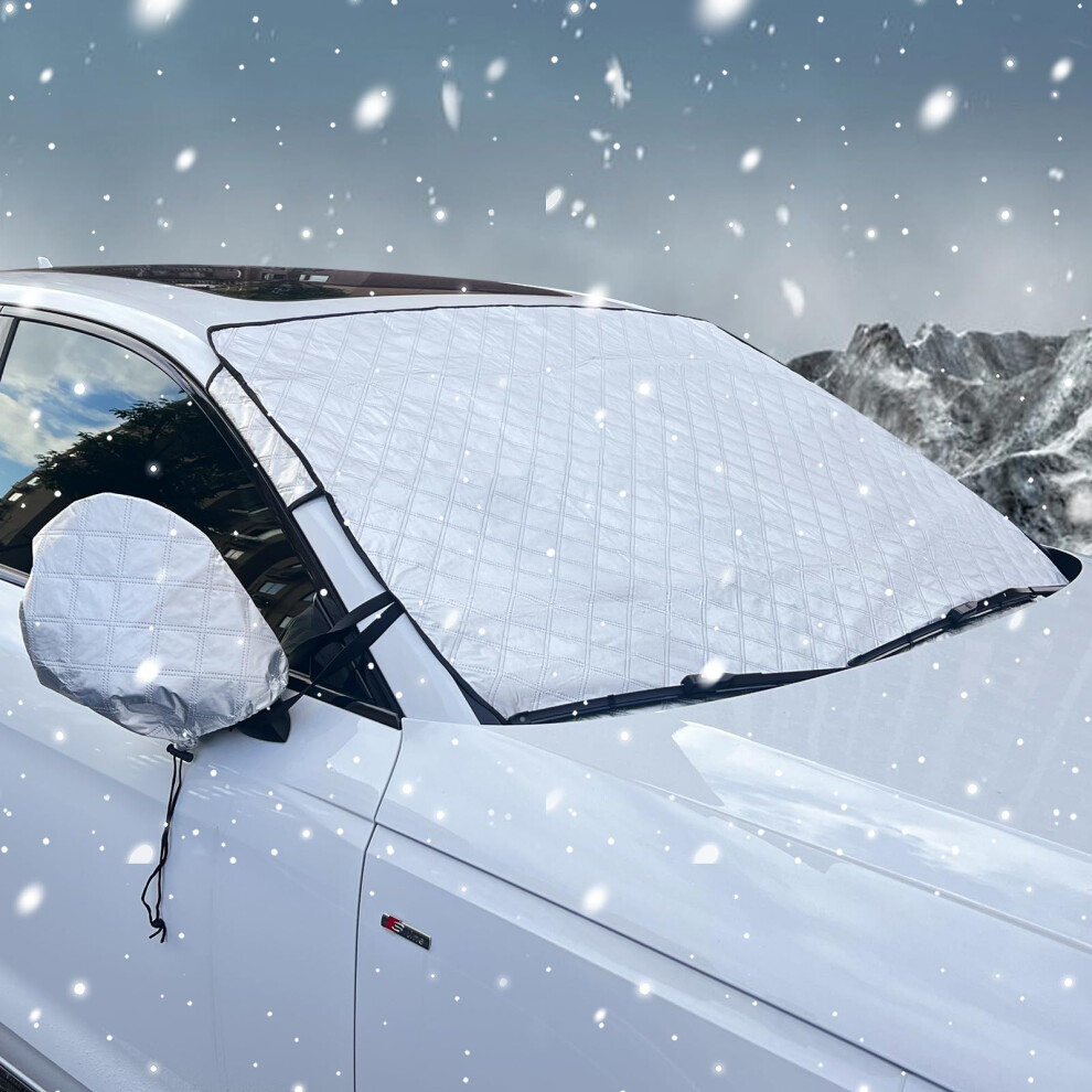 Heavy Duty Car Windshield Snow Cover With Mirror Covers, Winter Frost And Uv Protection For Cars Suvs 9382693456922
