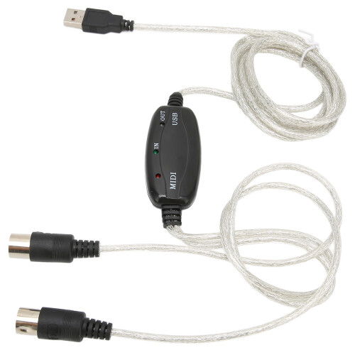 MIDI Cable Adapter Converter USB Interface For Music Studio Plug And Play Fast Connection Universal Compatibility 16 Channels LED Indicator Lights 1