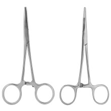 Pinça cirúrgica em aço inoxidável com posições de travamento ajustáveis e pontas de precisão, pinça hemostática de fixação segura para