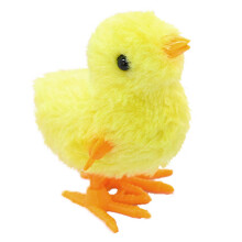 Pulcino saltellante a carica manuale per bambini, pulcino giallo peloso con movimento meccanico, funzionamento senza batterie, giocattolo di