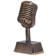 Plastic Material Funny Trophy Retro Design Resin Microphone Decorative Award With Elegant Appearance For Home And Singing Competitions