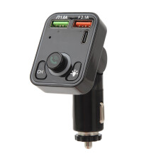 Car Bluetooth FM Transmitter With Hands-Free Calling Dual USB Charging Ports LED Display Voice Control Integration Bass Boost Audio Enhancement