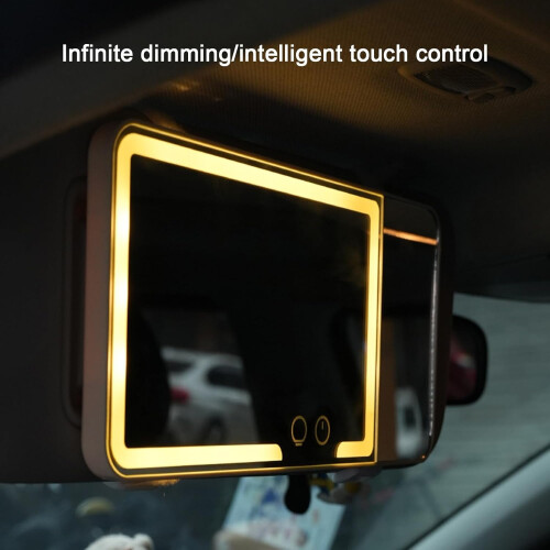 LED Car Vanity Mirror with Adjustable Brightness, Rechargeable Sun Visor Makeup Mirror, Black 2