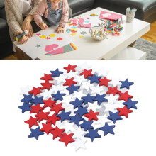 Independence Day Wooden Star Blocks 4th July Patriotic Decor, Blue White Red, 10-30mm