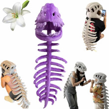 Disfraz de dinosaurio de peluche con cabeza de esqueleto, traje realista 3D para fiestas infantiles.