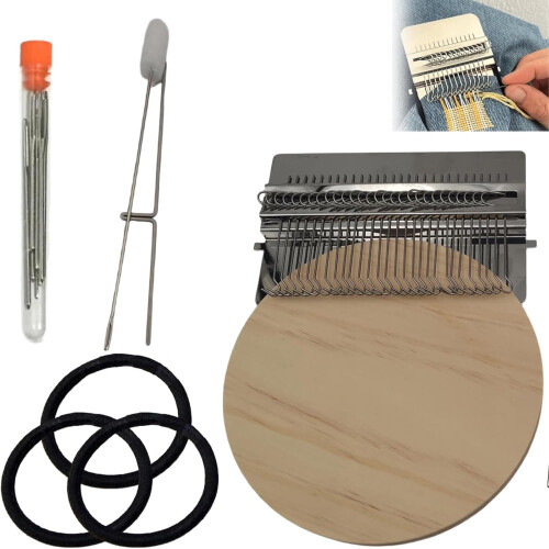 Portable Knitting Loom Kit for Beginners, Patch Darning Weave Repair Tool