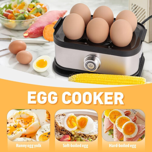 Electric Egg Cooker with Auto ShutOff, 6 Egg Capacity, 7in1 Modes, Rapid Egg Poacher 2