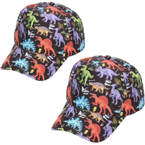 Barnas dinosaurbaseballcaps, solhatt med flatt trykk til smågutter