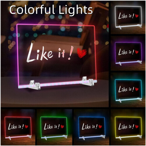 Επαναφορτιζόμενη πινακίδα LED με 7 χρώματα, δημιουργικό φωτιζόμενο μήνυμα 2