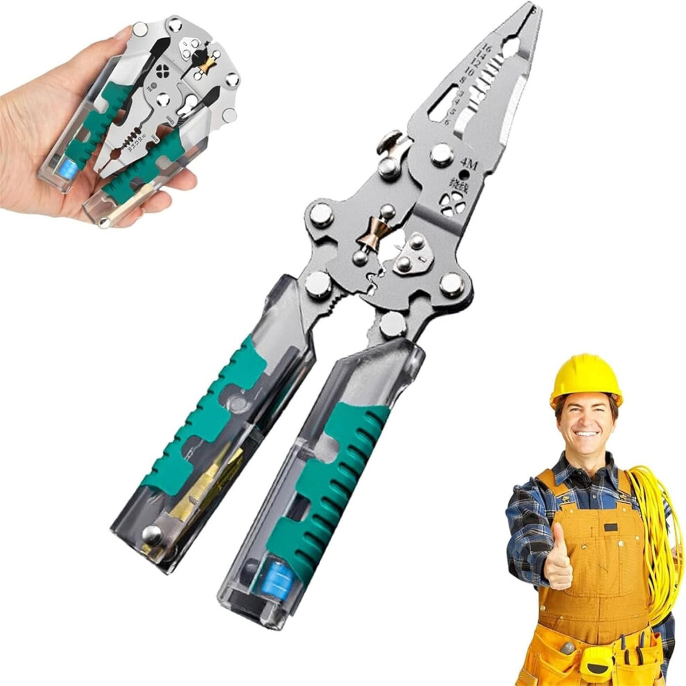 8 In 1 Wire Stripper With Voltage Tester, Folding Electrician's Pliers Tool 3233222752182