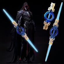 Espada giratória de fogo retrátil iluminada com LED e som para cosplay e decoração de Halloween.
