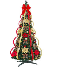 Prelit Pull Up Christmas Tree 4ft, Retractable Decorated with Ornaments