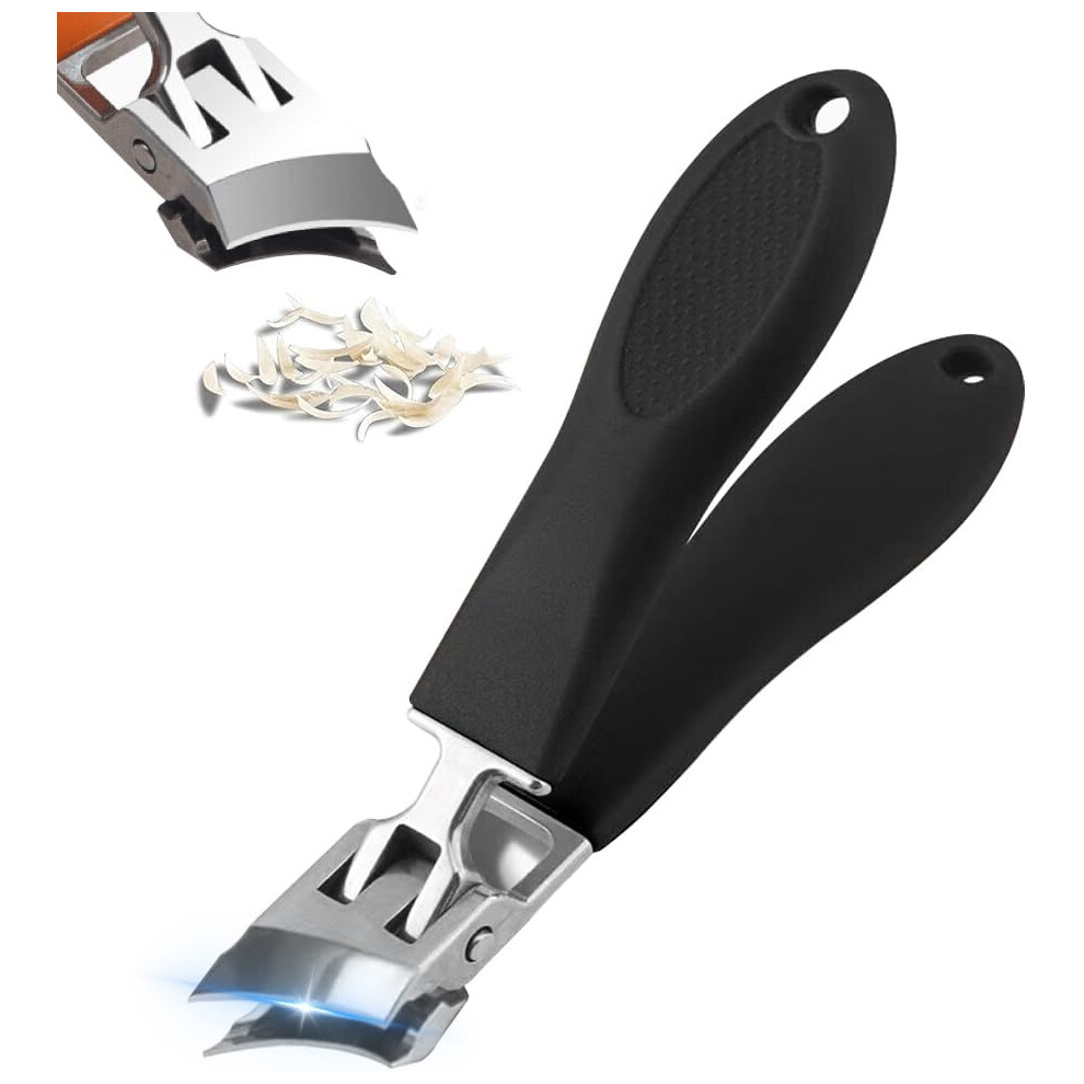 Oimg Black Wide Jaw Anti Splash Slanted Nail Clipper, For Ingrown Thick Nails
