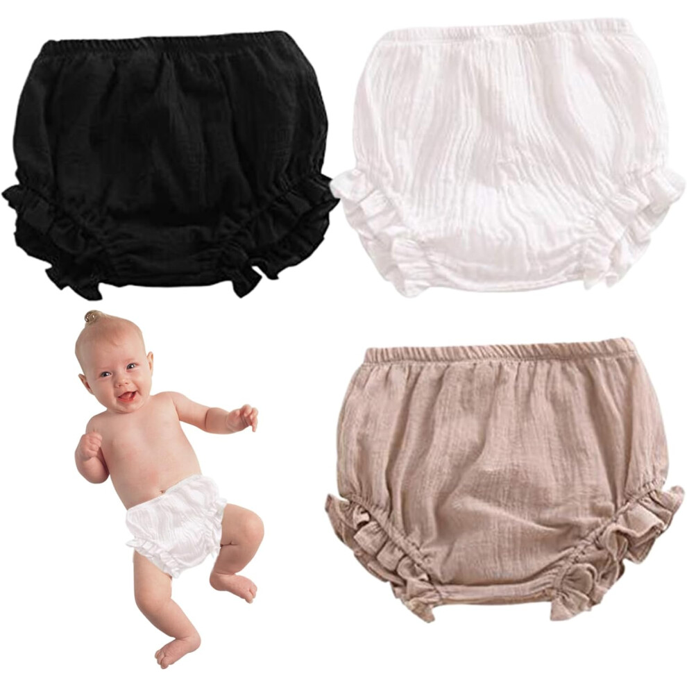 3 Pezzi Baby Bloomers In Morbido Cotone Sicuro, Grazioso Triangolo Floreale Per Bambine-image