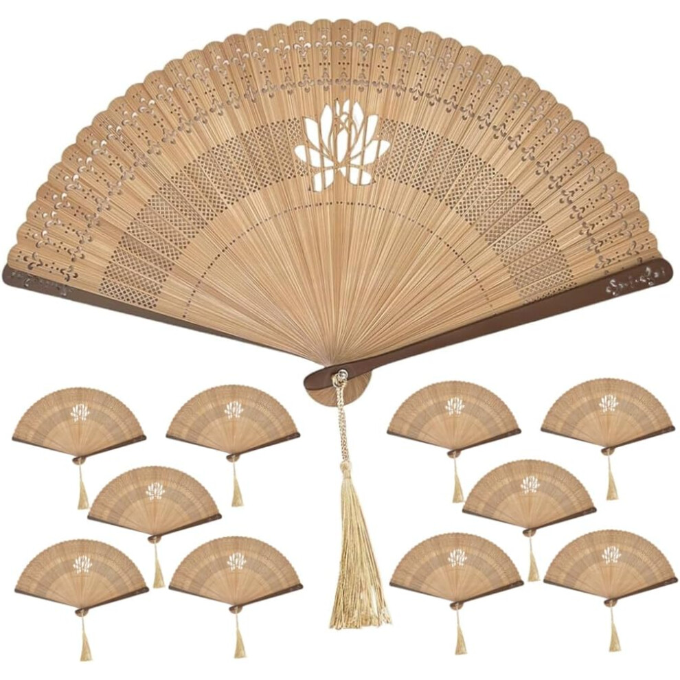 Ventaglio Pieghevole In Bambù In Stile Cinese, Set Da 10 Pezzi, Squisito Intaglio Vintage