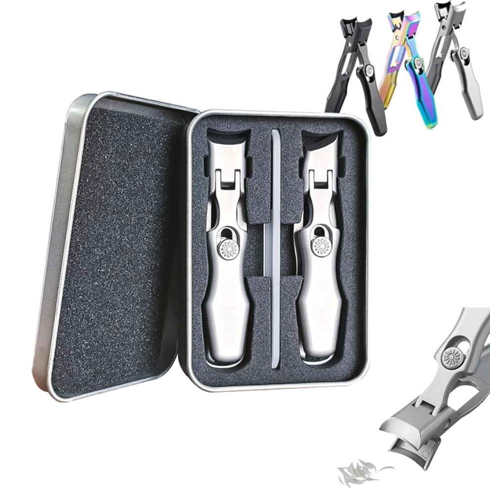 Oimg Silver Toe Nail Clippers For Thick Nails Seniors, Wide Jaw Slanted