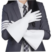 Hvite hansker, 15 tommer lange, PU-skinn, med utsvingte ermer, Cosplay, unisex