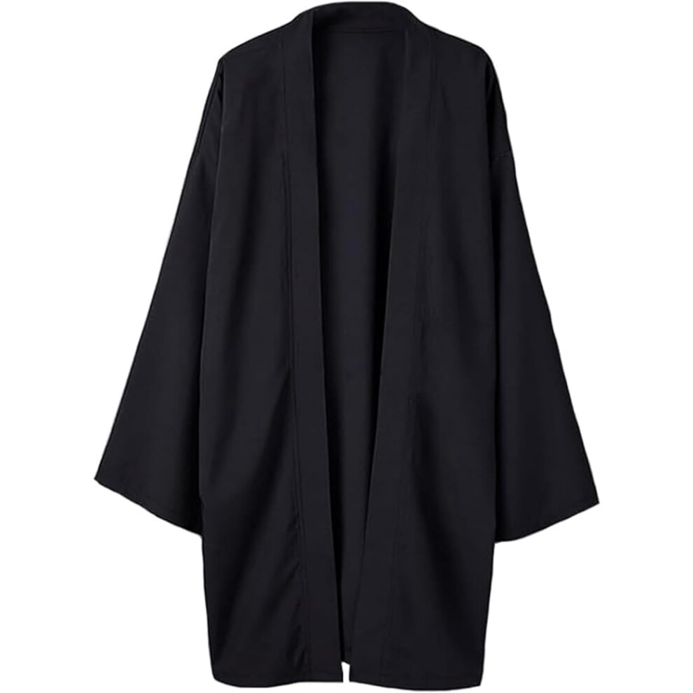 Cardigan Kimono Da Uomo In Stile Giapponese Vintage, Sottile, Protezione Solare, Manica Lunga, Nero