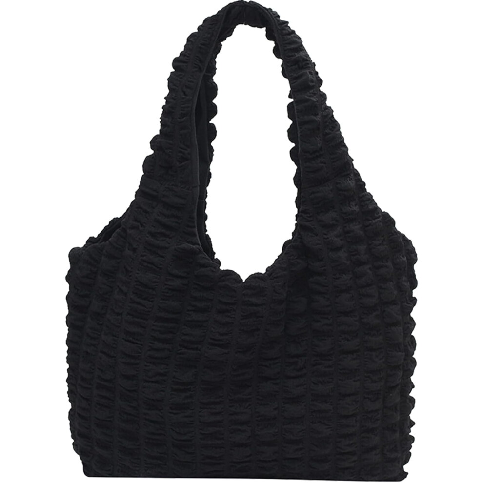Borsa Tote Imbottita Da Donna, Grande CapacitÃ , Trapuntata A Nuvola, Minimalista, Leggera, Nera