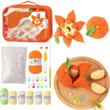 DIY Heklesett med avrivbar frukt og ull, håndlaget oransje dukke til nybegynnere
