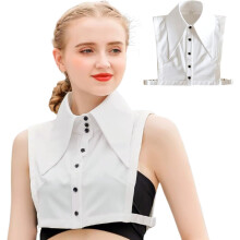 Gola de camisa removível pela metade para mulheres, extensor macio para sobreposição de camadas, branca.
